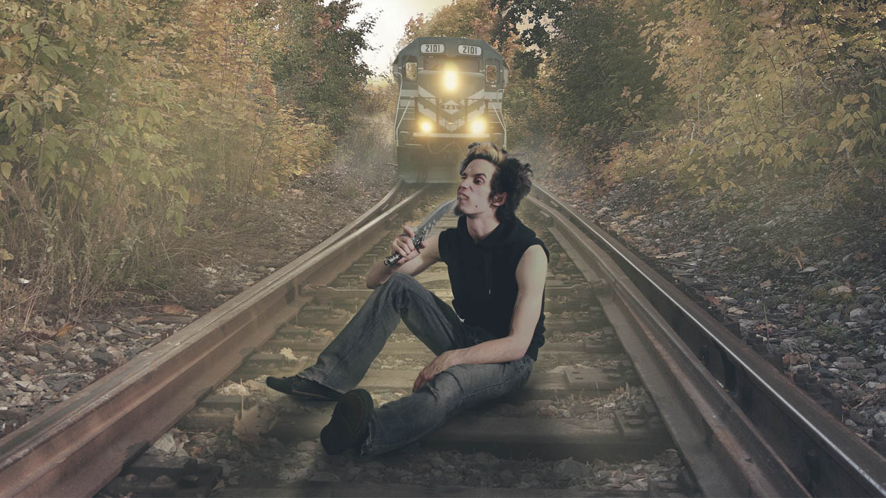 Manipulación De Photoshop Esperando El Tren