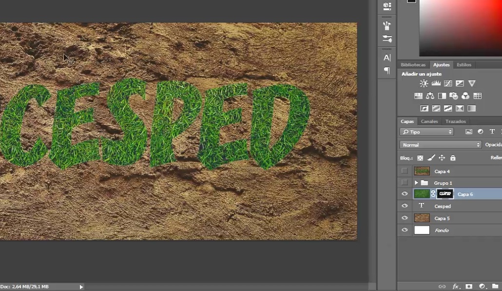 cesped dentro de texto