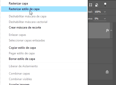 rasterizar estilo de capa
